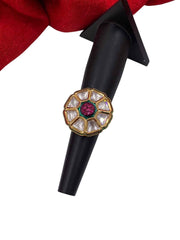 Heavy Quality Kundan Polki Adjustable Finger Ring For Ladies
