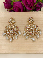 Light Weight AD And Polki Kundan Chandbali Earrings For Ladies Kundan Earrings