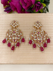 Light Weight AD And Polki Kundan Chandbali Earrings For Ladies Kundan Earrings