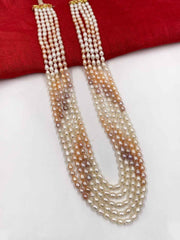 Long Multilayered Unisex Real Hyderabadi Pearl Beads Necklace By Gehna Shop