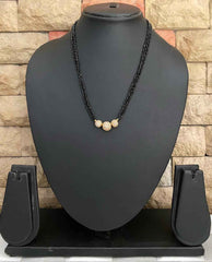 Mangalsutra Handcrafted In Black Spinal Beads With AD Balls By Gehna Shop