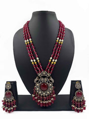 Mishaa Royal Look Kundan And AD Long Victorian Necklace Set For Women