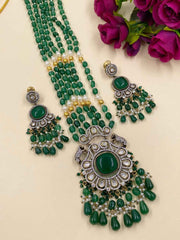 Mishaa Royal Look Kundan And AD Long Victorian Necklace Set For Women