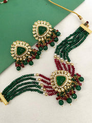 Modern Handcrafted Golden Kundan And Beads Choker Necklace Set For Women By Gehna Shop Choker Necklace Set