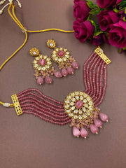 Modern Look Kundan And Beads Choker Necklace Set From Gehna Shop