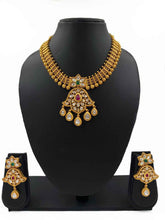 Modern Look Kundan & Ruby Stone Studded Golden Necklace Set By Gehna shop