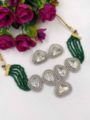 Modern Look Victorian Big Polki Stone Choker Necklace Set