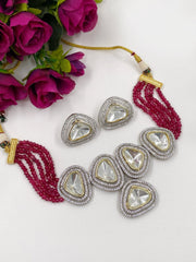 Modern Look Victorian Big Polki Stone Choker Necklace Set Victorian Necklace Sets