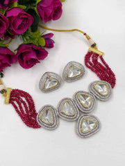 Modern Look Victorian Big Polki Stone Choker Necklace Set