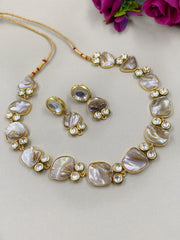 Mother Of Pearl And Kundan Statement Necklace For Women Choker Necklace Set