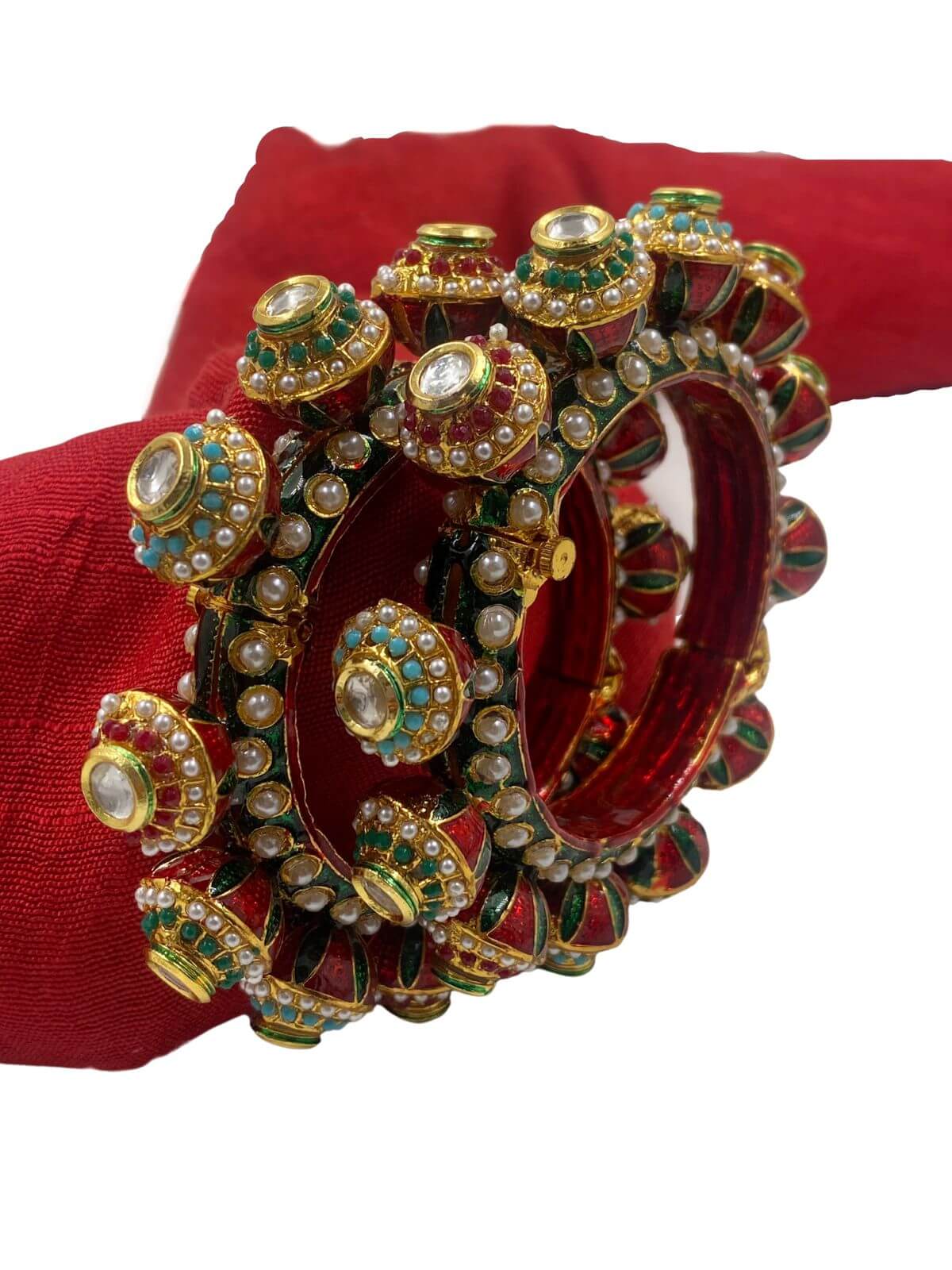 Multi Color Heighted Kundan Meenakaari Pacheli Kada Bangles By Gehna Shop Bangles