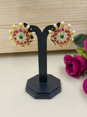 Multi Color Jadau Kundan Stud Earrings For Women By Gehna Shop Stud Earrings