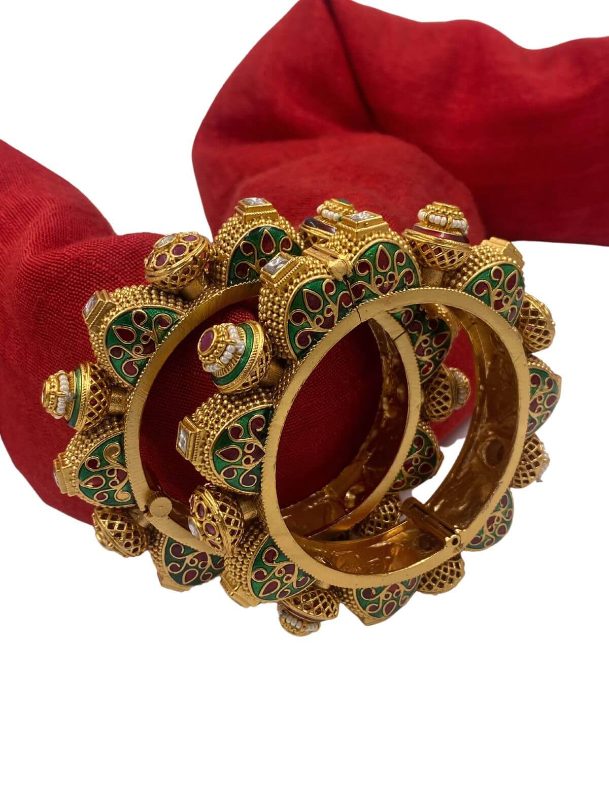 Multi Color Rajasthani Meenakari Gokhru Pacheli Bangles Set Antique Golden Bangles