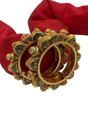 Multi Color Rajasthani Meenakari Gokhru Pacheli Bangles Set Antique Golden Bangles