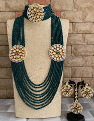 Multilayered Crystal Beads Choker And Long Necklace Set By Gehna Shop Bridal Necklace Sets