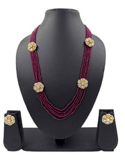 Multilayered Kundan Brooch And Pink Hydro Beads Necklace By Gehna Shop