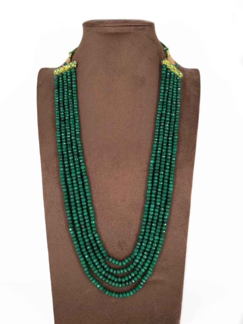 Multilayered Semi Precious Green Jade Beads Necklace By Gehna Shop