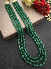 Unisex Semi Precious Gemstone Long Layered Beaded Necklace - Beads Necklace For Grooms And Women