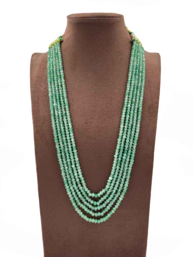 Multilayered Semi Precious Mint Green Jade Beads Necklace By Gehna Shop