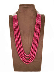 Multilayered Semi Precious Pink Jade Beads Necklace By Gehna Shop