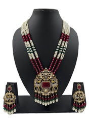 Designer Antique Victorian Long Beaded Jewellery Necklace Set With Dear Pendant