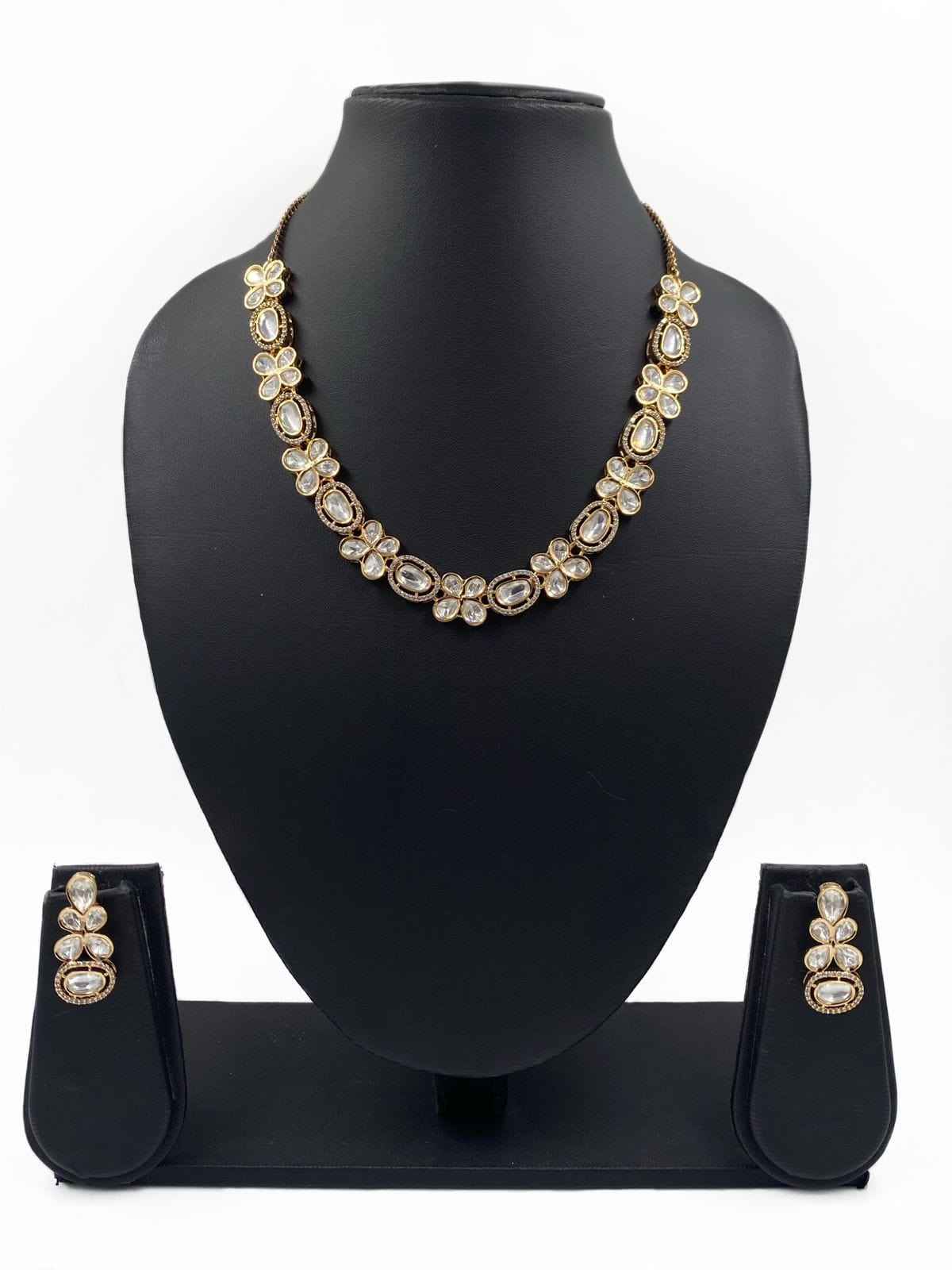 Nazraana Designer Polki Simple And Delicate Necklace Set For Weddings