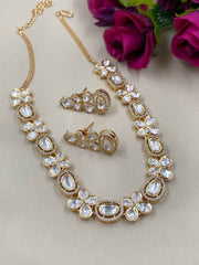 Nazraana Designer Polki Simple And Delicate Necklace Set For Weddings