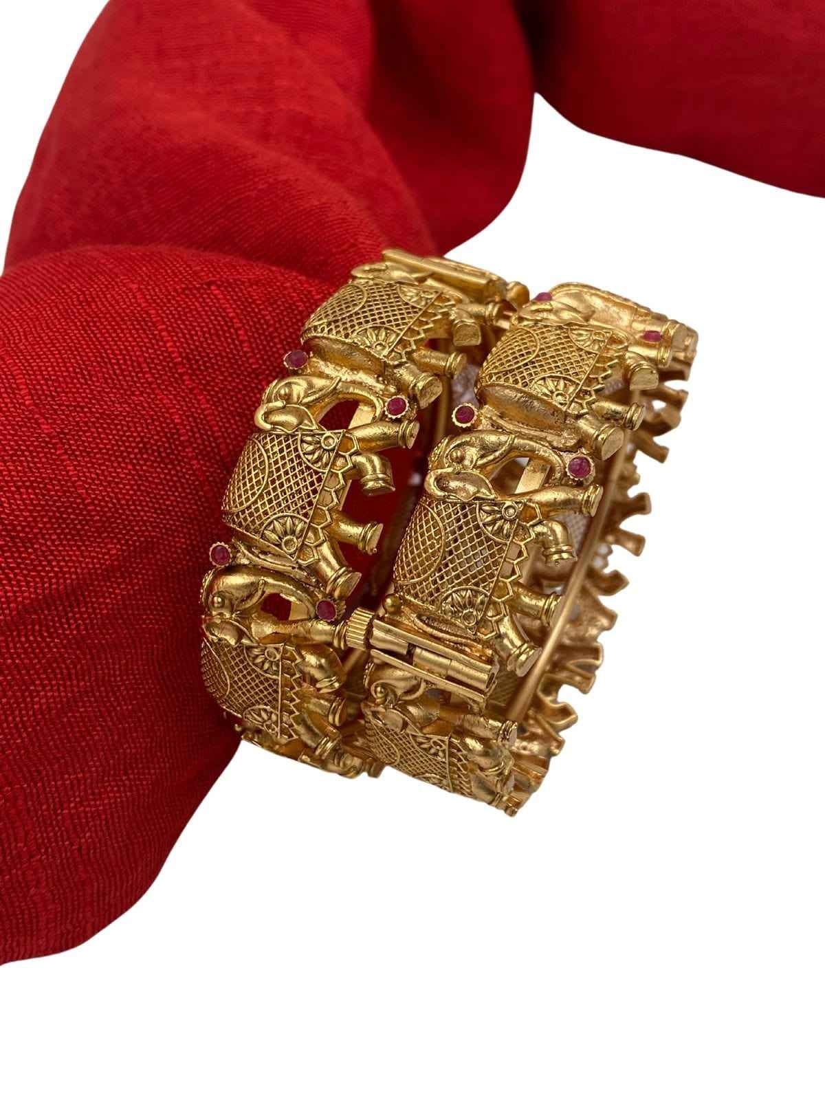 Niharika Gold Plated Elephant Design Bangle Set For Women By Gehna Shop