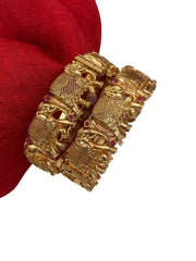 Niharika Gold Plated Elephant Design Bangle Set For Women By Gehna Shop