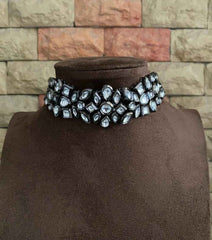 Oxidised Kundan Choker Necklace Set For Ladies By Gehna Shop