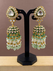 Parineeta Green Meenakari Polki Big Jhumka Earrings For Weddings Jhumka Earrings