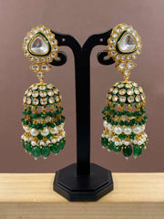 Parineeta Green Meenakari Polki Big Jhumka Earrings For Weddings Jhumka Earrings