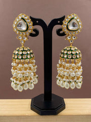 Parineeta Green Meenakari Polki Big Jhumka Earrings For Weddings Jhumka Earrings