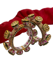 Pink Meenakari Lotus Pacheli Kada Bangles By Gehna Shop Bangles