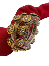 Pink Meenakari Lotus Pacheli Kada Bangles By Gehna Shop Bangles