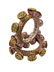 Pink Meenakari Lotus Pacheli Kada Bangles By Gehna Shop Bangles