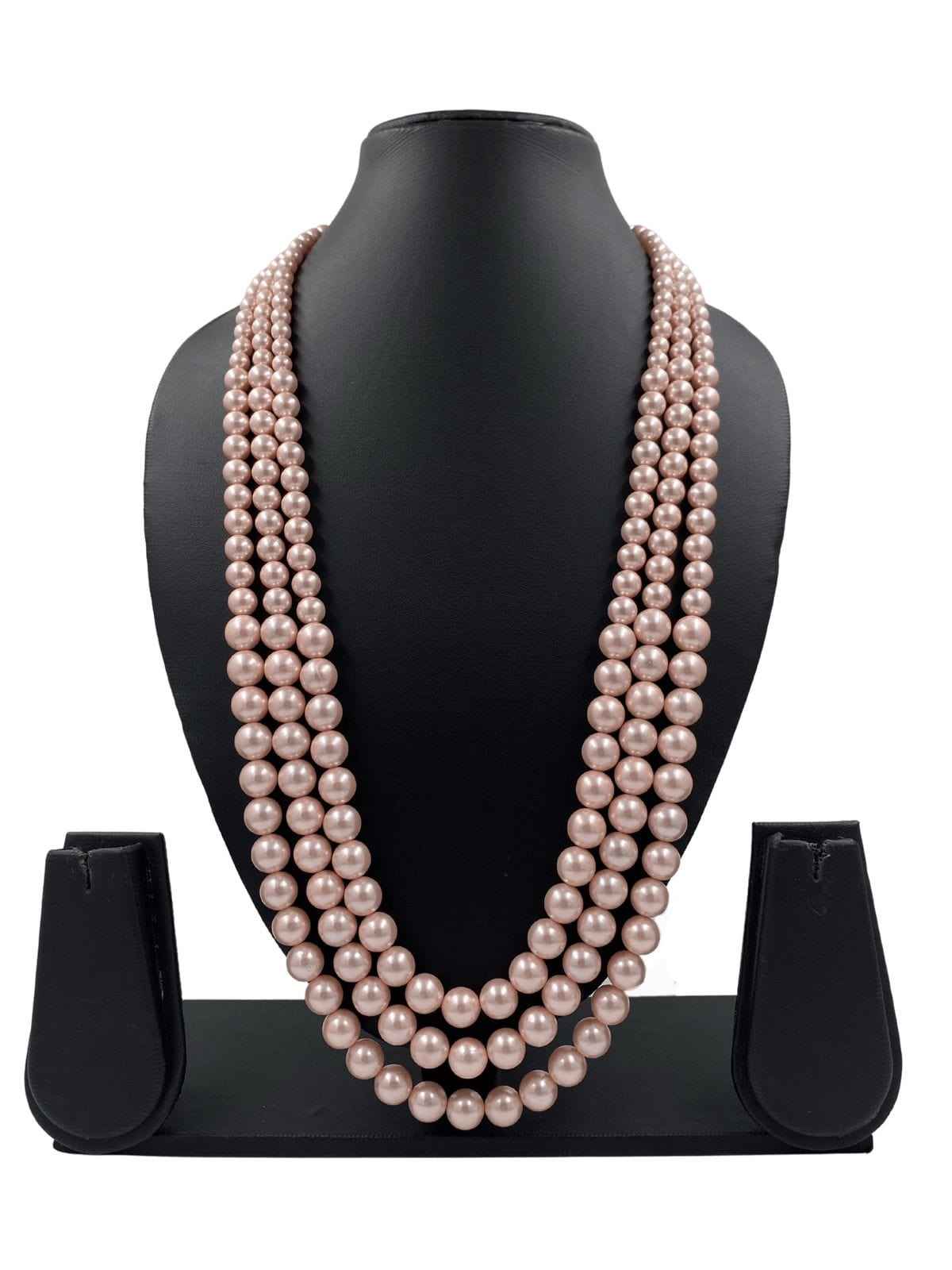 Real Rose Gold Color Layered Shell Pearl Beads Necklace For Men And Women By Gehna Shop