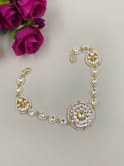 Royal Look Delicate Jadau Kundan Sheeshphool Hairband Cum Choker For Women