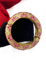 Royal Look Fine Meenakari Lotus Design Kada Bracelet