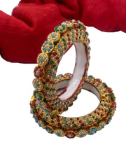 Royal Look Multi Color Meenakari Jadau Pacheli Kada Bangles By Gehna Shop Bangles