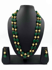 Long Semi Precious Double Layered Jade Beaded Necklace Set - Elegant Beaded Jewelry For Women