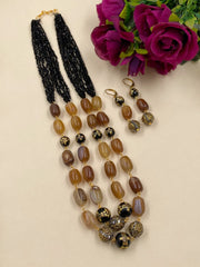 Semi Precious Gem Stone Brown And Black Hydro Beads Necklace Beads Jewellery