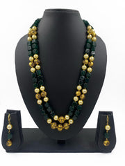 Semi Precious Gemstone Layered Green Jade And Antique Beads Necklace By Gehna Shop Beads Jewellery
