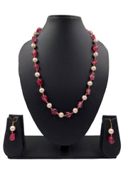 Semi Precious Gemstone Pink Tourmaline Beaded Necklace | Pink Beads Jewellery