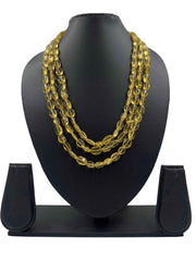 Semi Precious Layered Yellow Citrine Beaded Necklace For Women - Gemstone Beads Jewelry