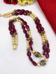 Semi Precious Maroon Jade Stone Beads Necklace Handcrafted For Men And Women | Gemstone Necklaces