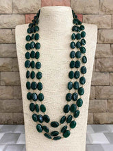 Semi Precious Triple Layered Green Jade Beaded Mala Necklace For Grooms And Ladies