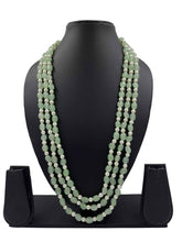 Semi Precious Triple Layered Mint Green Jade Beads Necklace For Men And Women