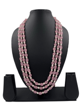 Semi Precious Triple Layered Pink Beads Necklace For Men And Women