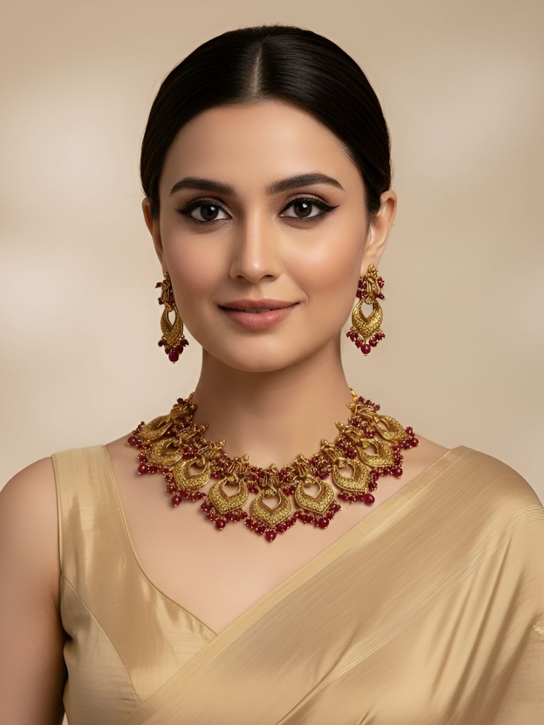 Designer Lord Krishna Temple Necklace Set For Ladies By Gehna Shop